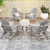image:imageGiantex Folding Adirondack Chair AllWeather Lounge Chair with Adjustable Backrest Retractable Ottoman Cup Holder HIPS Fire Pit Chair for Lawn Pool Patio Porch 1 NavyGrey