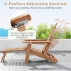 image:imageGiantex Folding Adirondack Chair AllWeather Lounge Chair with Adjustable Backrest Retractable Ottoman Cup Holder HIPS Fire Pit Chair for Lawn Pool Patio Porch 1 NavyBrown