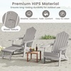 image:imageGiantex Folding Adirondack Chair AllWeather Lounge Chair with Adjustable Backrest Retractable Ottoman Cup Holder HIPS Fire Pit Chair for Lawn Pool Patio Porch 1 NavyGrey