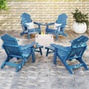 image:imageGiantex Folding Adirondack Chair AllWeather Lounge Chair with Adjustable Backrest Retractable Ottoman Cup Holder HIPS Fire Pit Chair for Lawn Pool Patio Porch 1 NavyNavy