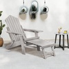 image:imageGiantex Folding Adirondack Chair AllWeather Lounge Chair with Adjustable Backrest Retractable Ottoman Cup Holder HIPS Fire Pit Chair for Lawn Pool Patio Porch 1 NavyGrey