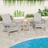 image:imageGiantex Folding Adirondack Chair AllWeather Lounge Chair with Adjustable Backrest Retractable Ottoman Cup Holder HIPS Fire Pit Chair for Lawn Pool Patio Porch 1 NavyGrey