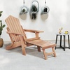 image:imageGiantex Folding Adirondack Chair AllWeather Lounge Chair with Adjustable Backrest Retractable Ottoman Cup Holder HIPS Fire Pit Chair for Lawn Pool Patio Porch 1 NavyBrown