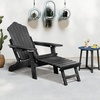 image:imageGiantex Folding Adirondack Chair AllWeather Lounge Chair with Adjustable Backrest Retractable Ottoman Cup Holder HIPS Fire Pit Chair for Lawn Pool Patio Porch 1 NavyBlack