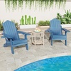image:imageGiantex Folding Adirondack Chair AllWeather Lounge Chair with Adjustable Backrest Retractable Ottoman Cup Holder HIPS Fire Pit Chair for Lawn Pool Patio Porch 1 NavyNavy