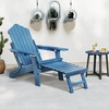 image:imageGiantex Folding Adirondack Chair AllWeather Lounge Chair with Adjustable Backrest Retractable Ottoman Cup Holder HIPS Fire Pit Chair for Lawn Pool Patio Porch 1 NavyNavy
