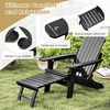 image:imageGiantex Folding Adirondack Chair AllWeather Lounge Chair with Adjustable Backrest Retractable Ottoman Cup Holder HIPS Fire Pit Chair for Lawn Pool Patio Porch 1 NavyBlack