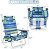 image:imageGiantex Folding Beach Chair Patio Sling Chairs with 5 Adjustable Position Head Pillow Storage Bag Towel Bar Cup Holders Backpack Chairs for Sunbathing Camping ChairBluegreen