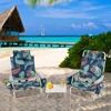 image:imageGiantex Folding Beach Chair Patio Sling Chairs with 5 Adjustable Position Head Pillow Storage Bag Towel Bar Cup Holders Backpack Chairs for Sunbathing Camping ChairGreen