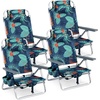 image:imageGiantex Folding Beach Chair Patio Sling Chairs with 5 Adjustable Position Head Pillow Storage Bag Towel Bar Cup Holders Backpack Chairs for Sunbathing Camping ChairGreen