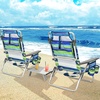 image:imageGiantex Folding Beach Chair Patio Sling Chairs with 5 Adjustable Position Head Pillow Storage Bag Towel Bar Cup Holders Backpack Chairs for Sunbathing Camping ChairBluegreen