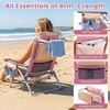 image:imageGiantex Folding Beach Chair Patio Sling Chairs with 5 Adjustable Position Head Pillow Storage Bag Towel Bar Cup Holders Backpack Chairs for Sunbathing Camping ChairPink