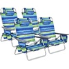 image:imageGiantex Folding Beach Chair Patio Sling Chairs with 5 Adjustable Position Head Pillow Storage Bag Towel Bar Cup Holders Backpack Chairs for Sunbathing Camping ChairBluegreen