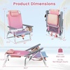 image:imageGiantex Folding Beach Chair Patio Sling Chairs with 5 Adjustable Position Head Pillow Storage Bag Towel Bar Cup Holders Backpack Chairs for Sunbathing Camping ChairPink