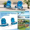 image:imageGiantex Folding Beach Chair Patio Sling Chairs with 5 Adjustable Position Head Pillow Storage Bag Towel Bar Cup Holders Backpack Chairs for Sunbathing Camping ChairPalm