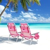 image:imageGiantex Folding Beach Chair Patio Sling Chairs with 5 Adjustable Position Head Pillow Storage Bag Towel Bar Cup Holders Backpack Chairs for Sunbathing Camping ChairStripe Pink