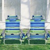 image:imageGiantex Folding Beach Chair Patio Sling Chairs with 5 Adjustable Position Head Pillow Storage Bag Towel Bar Cup Holders Backpack Chairs for Sunbathing Camping ChairBluegreen