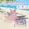 image:imageGiantex Folding Beach Chair Patio Sling Chairs with 5 Adjustable Position Head Pillow Storage Bag Towel Bar Cup Holders Backpack Chairs for Sunbathing Camping ChairPink