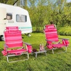 image:imageGiantex Folding Beach Chair Patio Sling Chairs with 5 Adjustable Position Head Pillow Storage Bag Towel Bar Cup Holders Backpack Chairs for Sunbathing Camping ChairStripe Pink