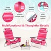 image:imageGiantex Folding Beach Chair Patio Sling Chairs with 5 Adjustable Position Head Pillow Storage Bag Towel Bar Cup Holders Backpack Chairs for Sunbathing Camping ChairStripe Pink