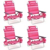 image:imageGiantex Folding Beach Chair Patio Sling Chairs with 5 Adjustable Position Head Pillow Storage Bag Towel Bar Cup Holders Backpack Chairs for Sunbathing Camping ChairStripe Pink