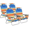 image:imageGiantex Folding Beach Chair Patio Sling Chairs with 5 Adjustable Position Head Pillow Storage Bag Towel Bar Cup Holders Backpack Chairs for Sunbathing Camping ChairMulti Color
