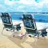 image:imageGiantex Folding Beach Chair Patio Sling Chairs with 5 Adjustable Position Head Pillow Storage Bag Towel Bar Cup Holders Backpack Chairs for Sunbathing Camping ChairNavy