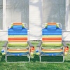 image:imageGiantex Folding Beach Chair Patio Sling Chairs with 5 Adjustable Position Head Pillow Storage Bag Towel Bar Cup Holders Backpack Chairs for Sunbathing Camping ChairMulti Color