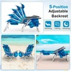 image:imageGiantex Folding Beach Chair Patio Sling Chairs with 5 Adjustable Position Head Pillow Storage Bag Towel Bar Cup Holders Backpack Chairs for Sunbathing Camping ChairPalm