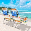 image:imageGiantex Folding Beach Chair Patio Sling Chairs with 5 Adjustable Position Head Pillow Storage Bag Towel Bar Cup Holders Backpack Chairs for Sunbathing Camping ChairMulti Color