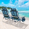 image:imageGiantex Folding Beach Chair Patio Sling Chairs with 5 Adjustable Position Head Pillow Storage Bag Towel Bar Cup Holders Backpack Chairs for Sunbathing Camping ChairNavy
