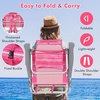 image:imageGiantex Folding Beach Chair Patio Sling Chairs with 5 Adjustable Position Head Pillow Storage Bag Towel Bar Cup Holders Backpack Chairs for Sunbathing Camping ChairStripe Pink