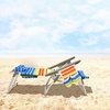 image:imageGiantex Folding Beach Chair Patio Sling Chairs with 5 Adjustable Position Head Pillow Storage Bag Towel Bar Cup Holders Backpack Chairs for Sunbathing Camping ChairMulti Color