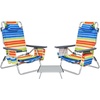 image:imageGiantex Folding Beach Chair Patio Sling Chairs with 5 Adjustable Position Head Pillow Storage Bag Towel Bar Cup Holders Backpack Chairs for Sunbathing Camping ChairMulti Color