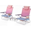 image:imageGiantex Folding Beach Chair Patio Sling Chairs with 5 Adjustable Position Head Pillow Storage Bag Towel Bar Cup Holders Backpack Chairs for Sunbathing Camping ChairPink