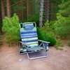 image:imageGiantex Folding Beach Chair Patio Sling Chairs with 5 Adjustable Position Head Pillow Storage Bag Towel Bar Cup Holders Backpack Chairs for Sunbathing Camping ChairBluegreen