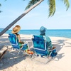 image:imageGiantex Folding Beach Chair Patio Sling Chairs with 5 Adjustable Position Head Pillow Storage Bag Towel Bar Cup Holders Backpack Chairs for Sunbathing Camping ChairPalm