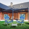 image:imageGiantex Folding Beach Chair Patio Sling Chairs with 5 Adjustable Position Head Pillow Storage Bag Towel Bar Cup Holders Backpack Chairs for Sunbathing Camping ChairBluegreen