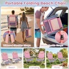 image:imageGiantex Folding Beach Chair Patio Sling Chairs with 5 Adjustable Position Head Pillow Storage Bag Towel Bar Cup Holders Backpack Chairs for Sunbathing Camping ChairPink