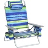 image:imageGiantex Folding Beach Chair Patio Sling Chairs with 5 Adjustable Position Head Pillow Storage Bag Towel Bar Cup Holders Backpack Chairs for Sunbathing Camping ChairBluegreen