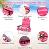 image:imageGiantex Folding Beach Chair Patio Sling Chairs with 5 Adjustable Position Head Pillow Storage Bag Towel Bar Cup Holders Backpack Chairs for Sunbathing Camping ChairStripe Pink