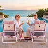 image:imageGiantex Folding Beach Chair Patio Sling Chairs with 5 Adjustable Position Head Pillow Storage Bag Towel Bar Cup Holders Backpack Chairs for Sunbathing Camping ChairPink