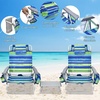 image:imageGiantex Folding Beach Chair Patio Sling Chairs with 5 Adjustable Position Head Pillow Storage Bag Towel Bar Cup Holders Backpack Chairs for Sunbathing Camping ChairBluegreen