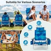 image:imageGiantex Folding Beach Chair Patio Sling Chairs with 5 Adjustable Position Head Pillow Storage Bag Towel Bar Cup Holders Backpack Chairs for Sunbathing Camping ChairPalm