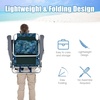 image:imageGiantex Folding Beach Chair Patio Sling Chairs with 5 Adjustable Position Head Pillow Storage Bag Towel Bar Cup Holders Backpack Chairs for Sunbathing Camping ChairBluegreen