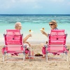 image:imageGiantex Folding Beach Chair Patio Sling Chairs with 5 Adjustable Position Head Pillow Storage Bag Towel Bar Cup Holders Backpack Chairs for Sunbathing Camping ChairStripe Pink