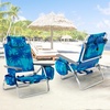 image:imageGiantex Folding Beach Chair Patio Sling Chairs with 5 Adjustable Position Head Pillow Storage Bag Towel Bar Cup Holders Backpack Chairs for Sunbathing Camping ChairPalm
