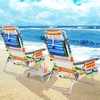 image:imageGiantex Folding Beach Chair Patio Sling Chairs with 5 Adjustable Position Head Pillow Storage Bag Towel Bar Cup Holders Backpack Chairs for Sunbathing Camping ChairMulti Color