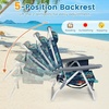 image:imageGiantex Folding Beach Chair Patio Sling Chairs with 5 Adjustable Position Head Pillow Storage Bag Towel Bar Cup Holders Backpack Chairs for Sunbathing Camping ChairGreen