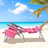 image:imageGiantex Folding Beach Chair Patio Sling Chairs with 5 Adjustable Position Head Pillow Storage Bag Towel Bar Cup Holders Backpack Chairs for Sunbathing Camping ChairStripe Pink